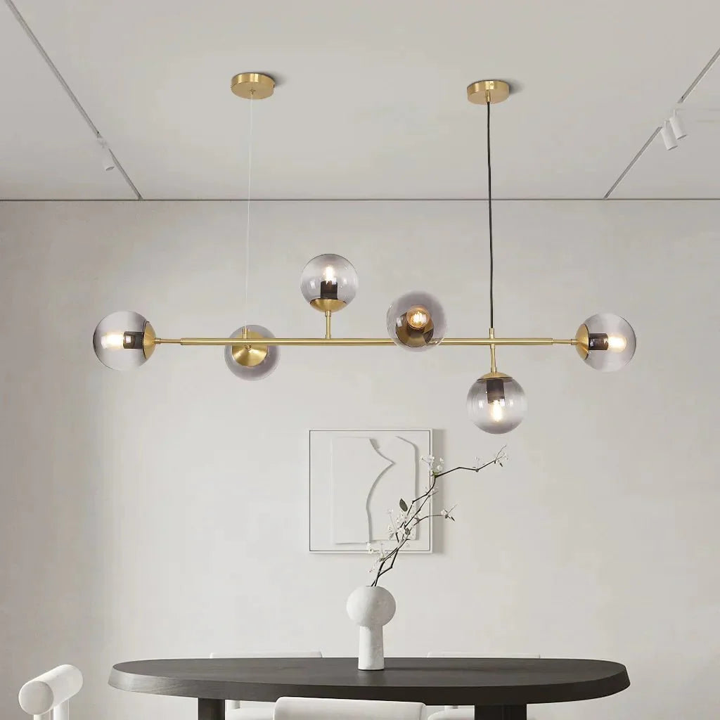 Glass Globe Pendant Light Multi Shade | Metal Frame E27 Max 40W | Opal Clear Smoke Amber | Modern Dining Living Room Lighting Anzo