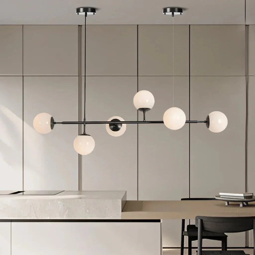 Glass Globe Pendant Light Multi Shade | Metal Frame E27 Max 40W | Opal Clear Smoke Amber | Modern Dining Living Room Lighting Anzo