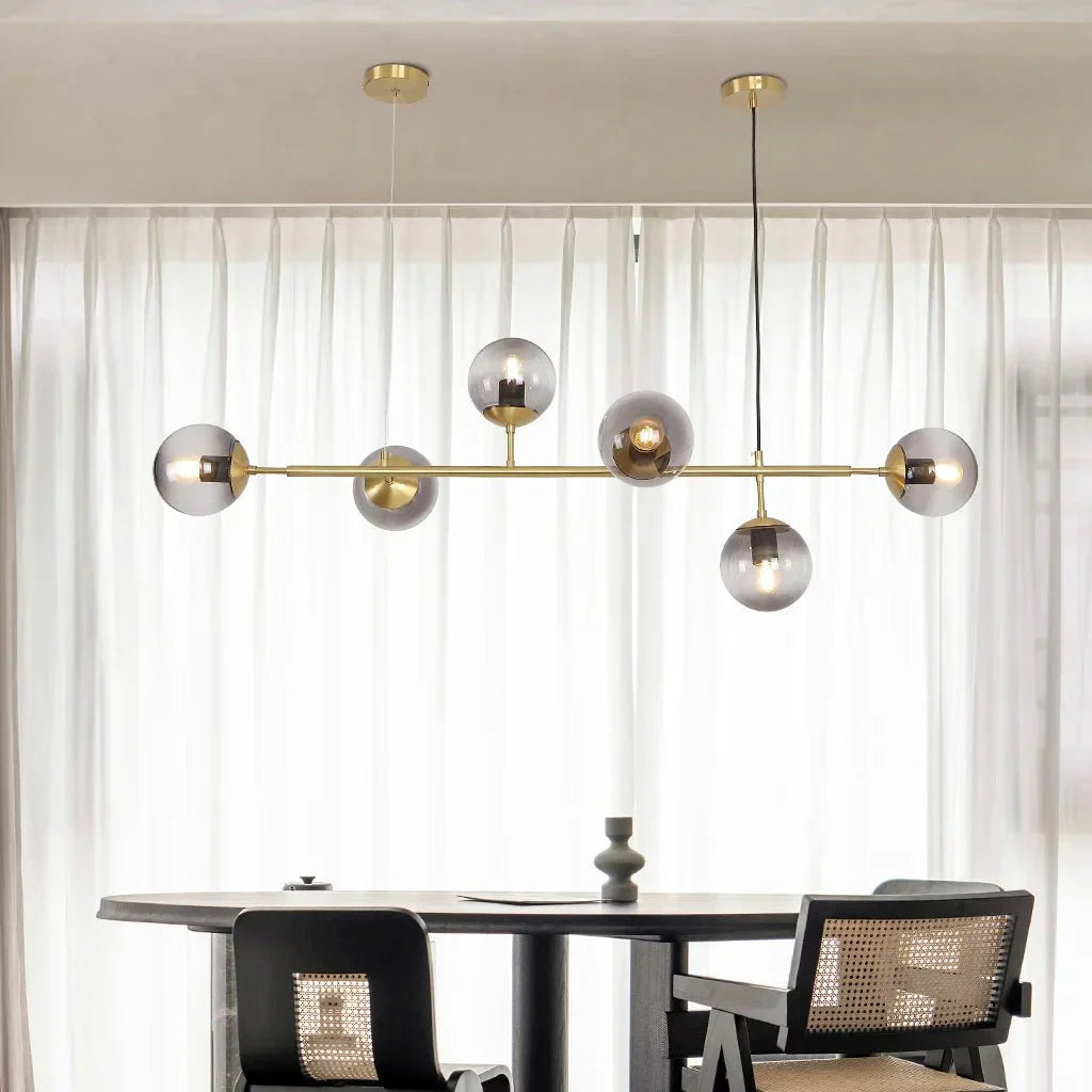 Glass Globe Pendant Light Multi Shade | Metal Frame E27 Max 40W | Opal Clear Smoke Amber | Modern Dining Living Room Lighting Anzo