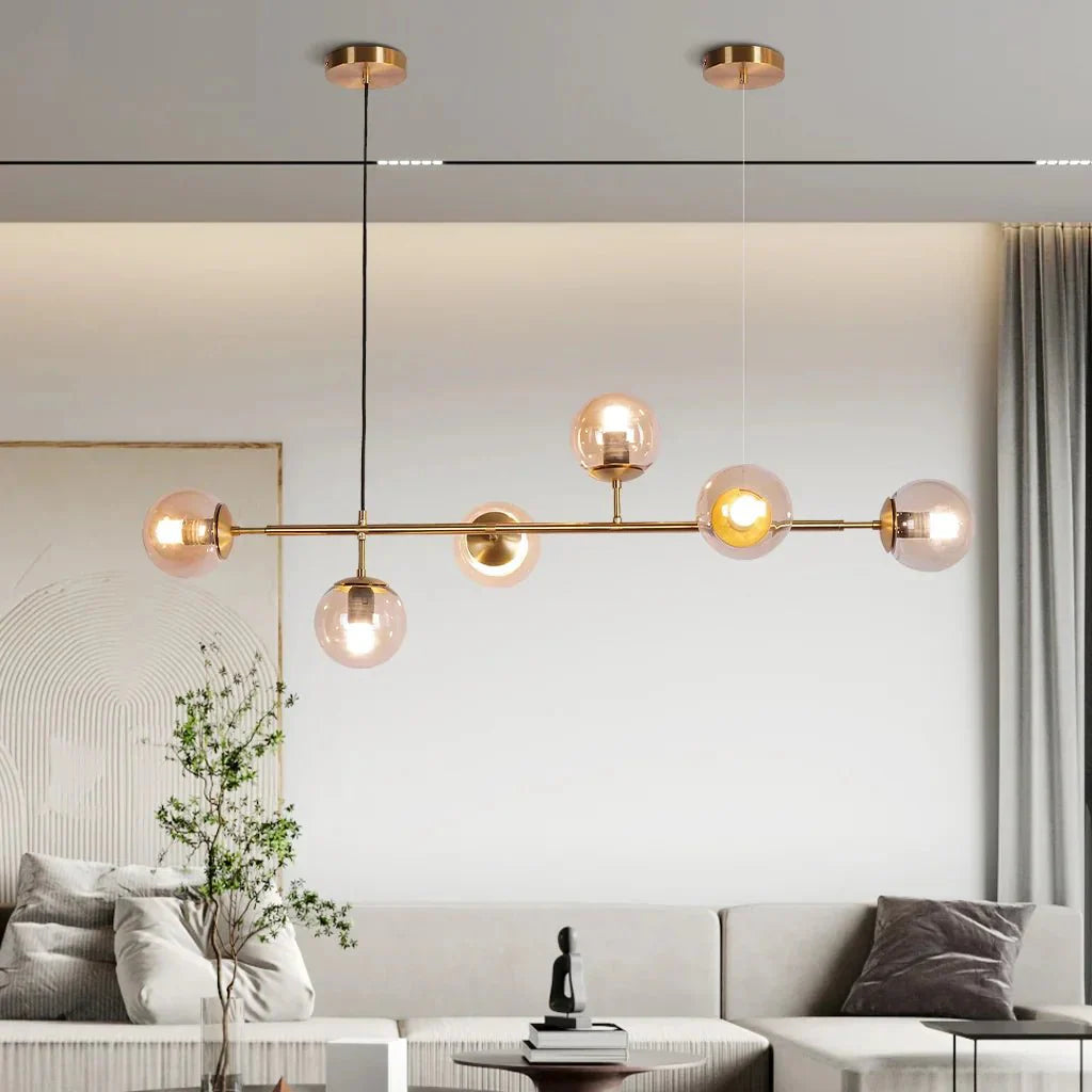 Glass Globe Pendant Light Multi Shade | Metal Frame E27 Max 40W | Opal Clear Smoke Amber | Modern Dining Living Room Lighting Anzo