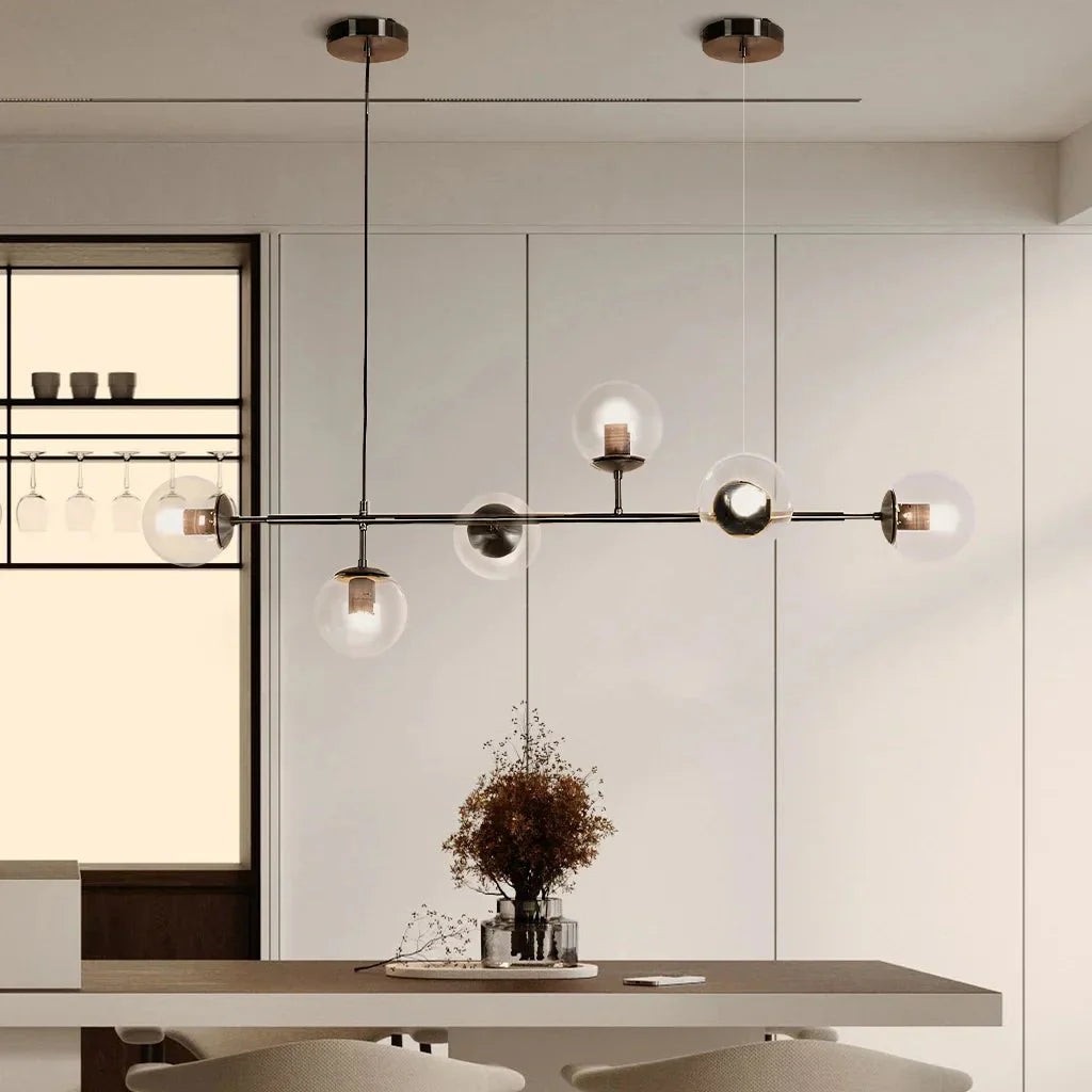 Glass Globe Pendant Light Multi Shade | Metal Frame E27 Max 40W | Opal Clear Smoke Amber | Modern Dining Living Room Lighting Anzo