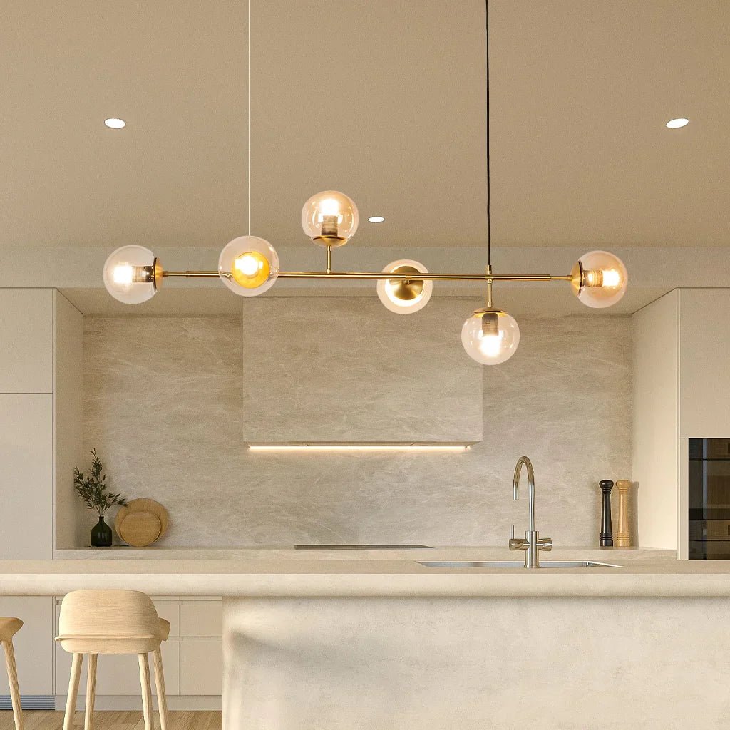 Glass Globe Pendant Light Multi Shade | Metal Frame E27 Max 40W | Opal Clear Smoke Amber | Modern Dining Living Room Lighting Anzo