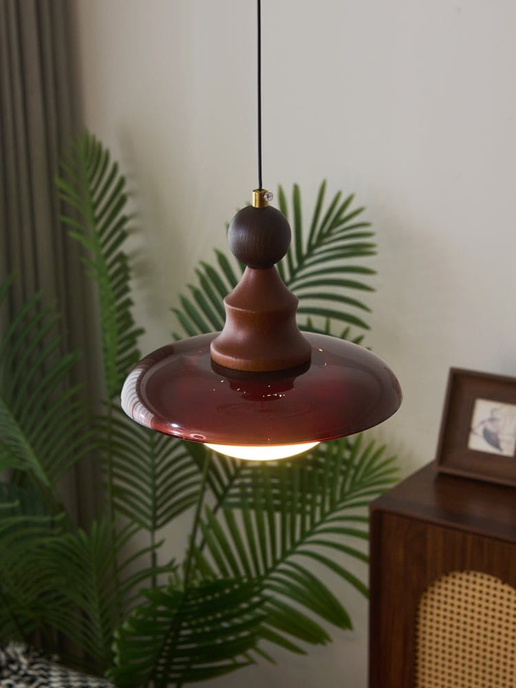 Vintage Pendant Lamp Wood Metal Glass | Integrated LED Frosted Globe | Modern Rustic Hanging Light | Dining Living Room Ardell