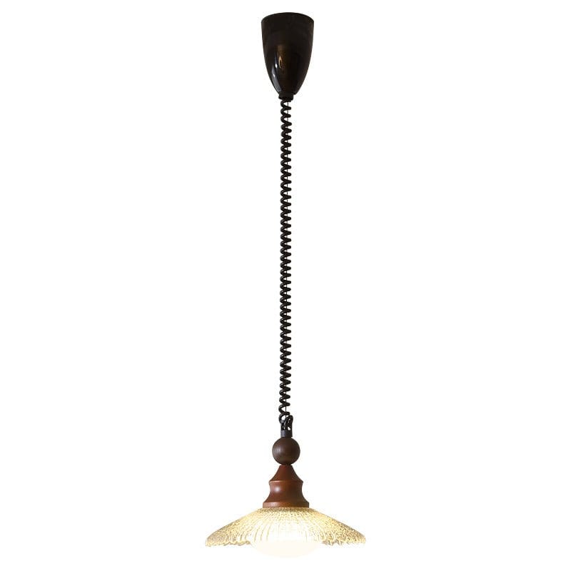 Vintage Pendant Lamp Wood Metal Glass | Integrated LED Frosted Globe | Modern Rustic Hanging Light | Dining Living Room Ardell