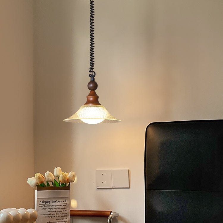 Vintage Pendant Lamp Wood Metal Glass | Integrated LED Frosted Globe | Modern Rustic Hanging Light | Dining Living Room Ardell