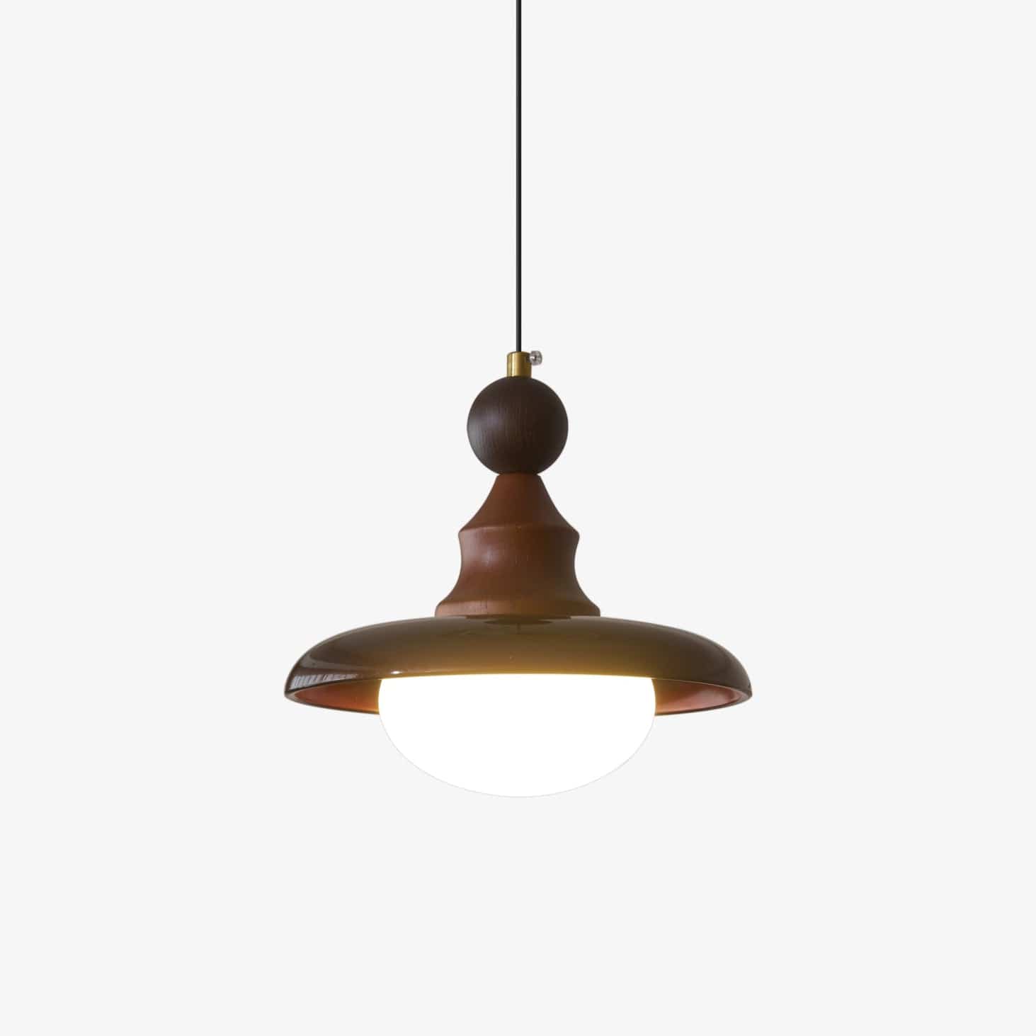 Vintage Pendant Lamp Wood Metal Glass | Integrated LED Frosted Globe | Modern Rustic Hanging Light | Dining Living Room Ardell