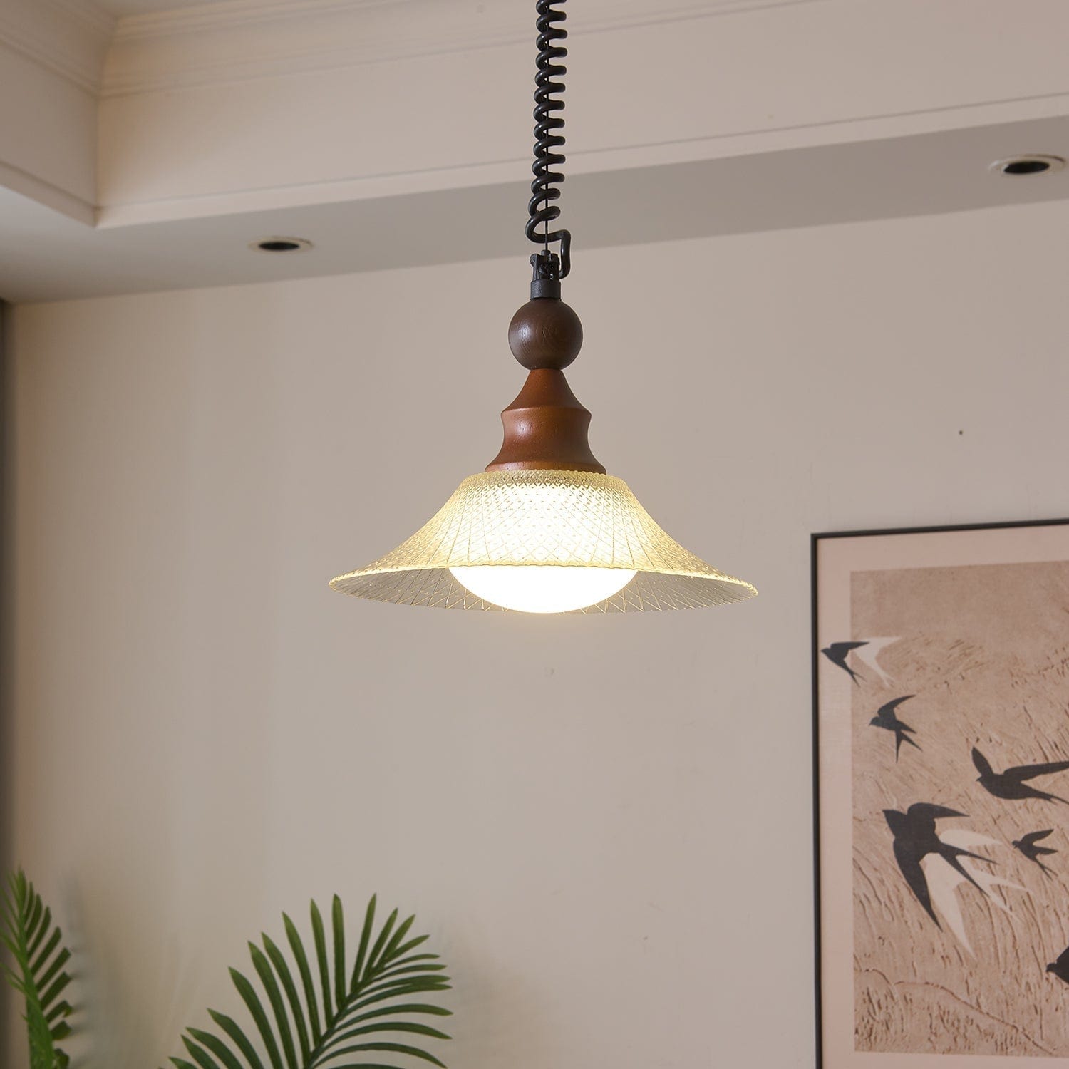 Vintage Pendant Lamp Wood Metal Glass | Integrated LED Frosted Globe | Modern Rustic Hanging Light | Dining Living Room Ardell