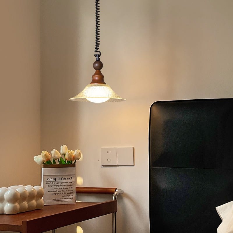 Vintage Pendant Lamp Wood Metal Glass | Integrated LED Frosted Globe | Modern Rustic Hanging Light | Dining Living Room Ardell