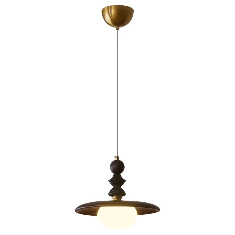 Vintage Pendant Lamp Wood Metal Glass | Integrated LED Frosted Globe | Modern Rustic Hanging Light | Dining Living Room Ardell