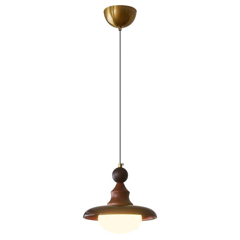 Vintage Pendant Lamp Wood Metal Glass | Integrated LED Frosted Globe | Modern Rustic Hanging Light | Dining Living Room Ardell