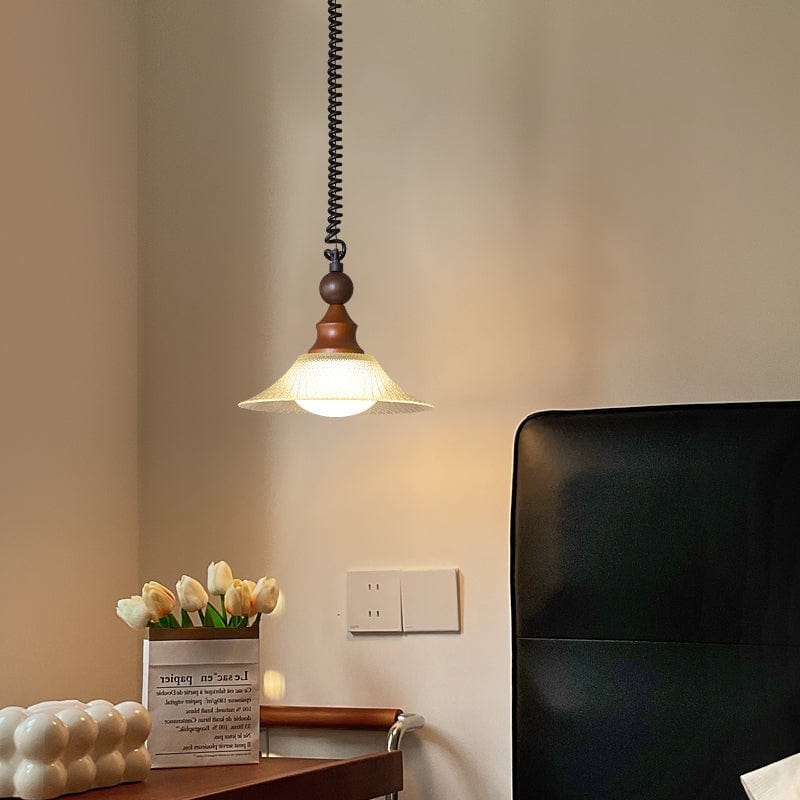 Vintage Pendant Lamp Wood Metal Glass | Integrated LED Frosted Globe | Modern Rustic Hanging Light | Dining Living Room Ardell