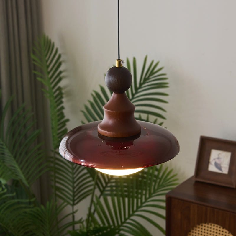 Vintage Pendant Lamp Wood Metal Glass | Integrated LED Frosted Globe | Modern Rustic Hanging Light | Dining Living Room Ardell