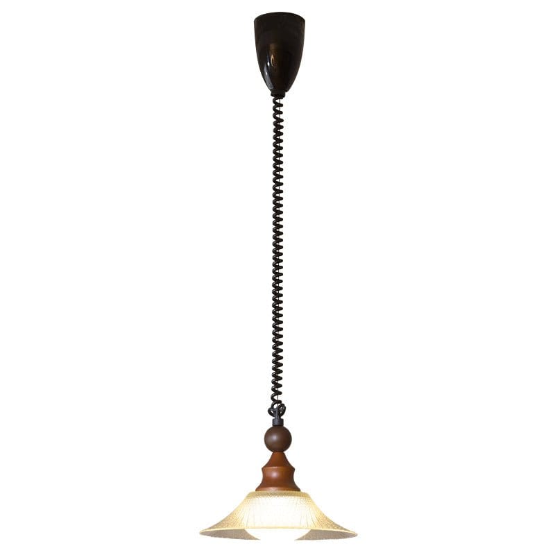 Vintage Pendant Lamp Wood Metal Glass | Integrated LED Frosted Globe | Modern Rustic Hanging Light | Dining Living Room Ardell