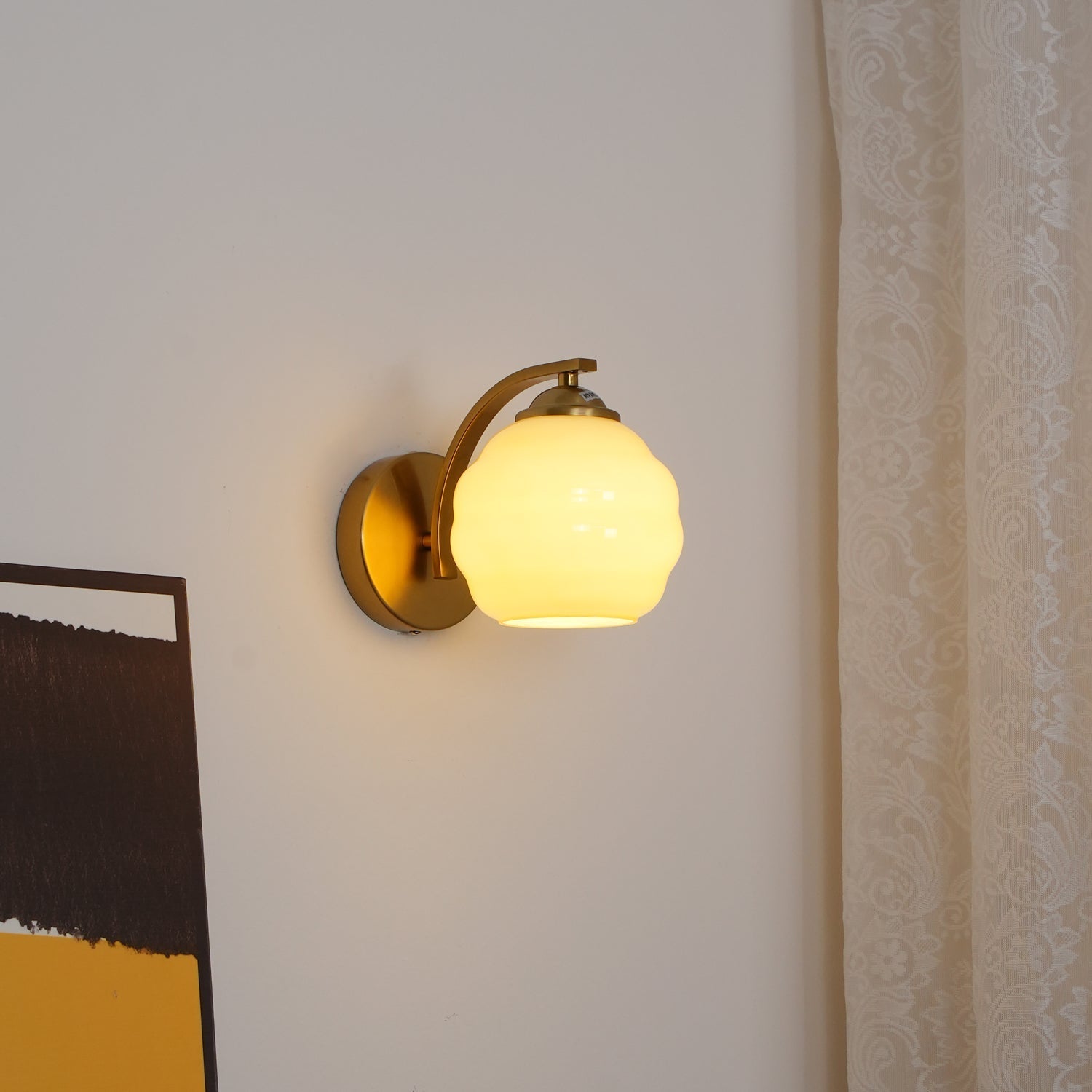 Art Deco Vintage Wall Lamp Glass Shade | Gold or Chrome Finish | E26 E27 LED Compatible | Classic Indoor Wall Lighting