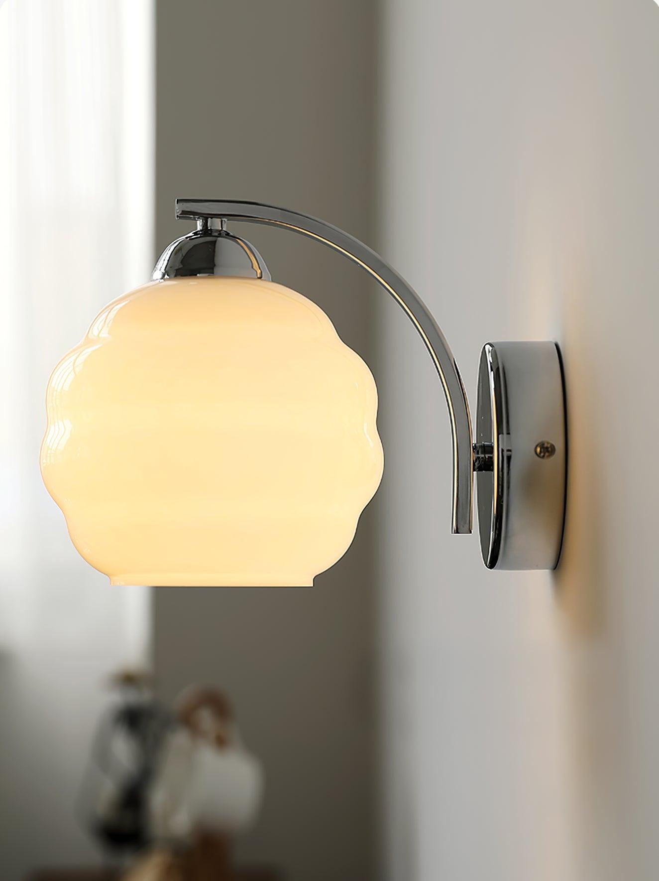 Art Deco Vintage Wall Lamp Glass Shade | Gold or Chrome Finish | E26 E27 LED Compatible | Classic Indoor Wall Lighting