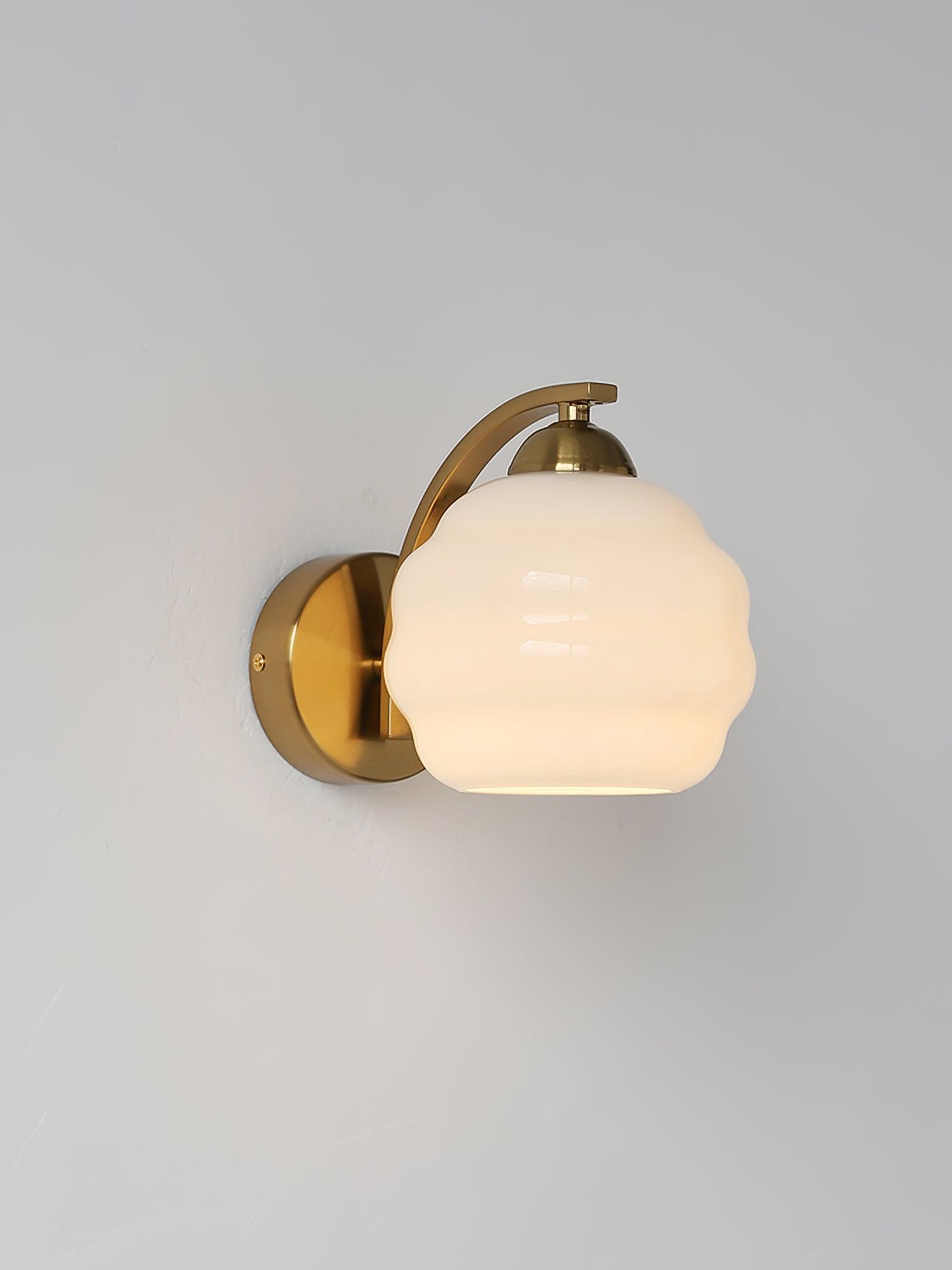Art Deco Vintage Wall Lamp Glass Shade | Gold or Chrome Finish | E26 E27 LED Compatible | Classic Indoor Wall Lighting