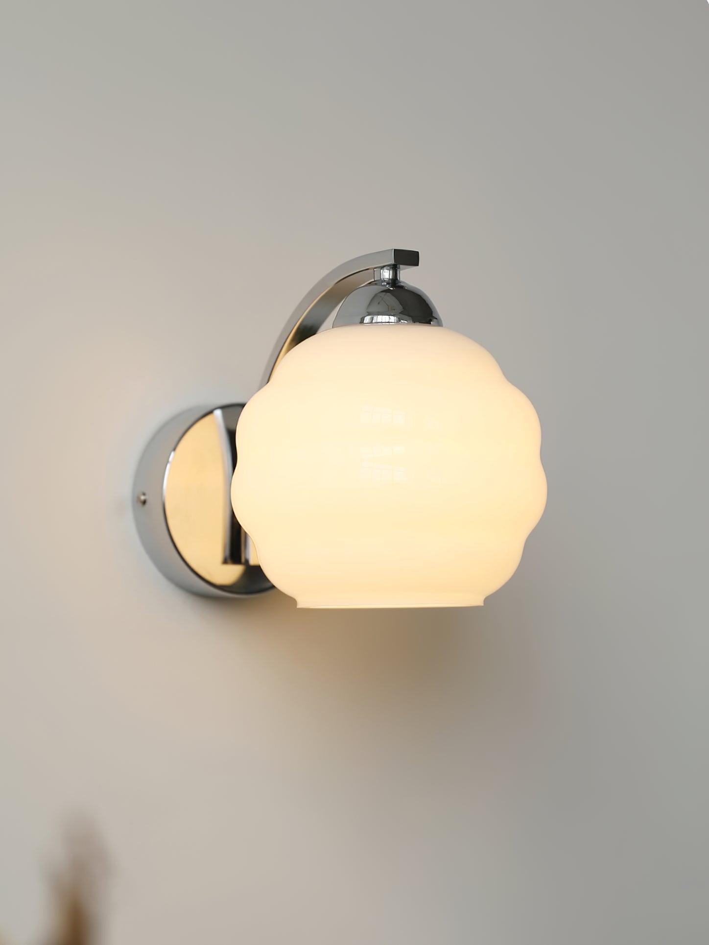 Art Deco Vintage Wall Lamp Glass Shade | Gold or Chrome Finish | E26 E27 LED Compatible | Classic Indoor Wall Lighting
