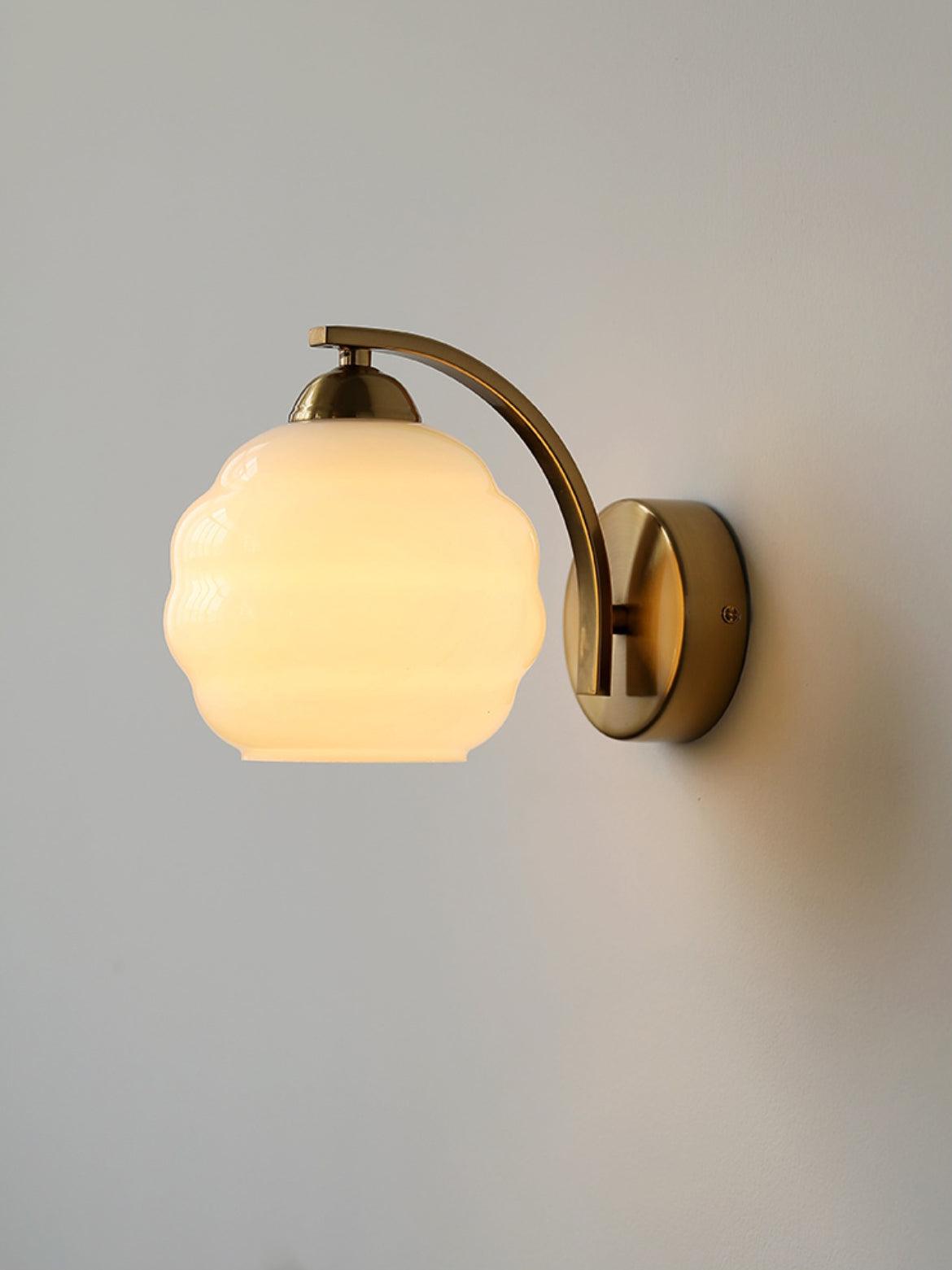 Art Deco Vintage Wall Lamp Glass Shade | Gold or Chrome Finish | E26 E27 LED Compatible | Classic Indoor Wall Lighting