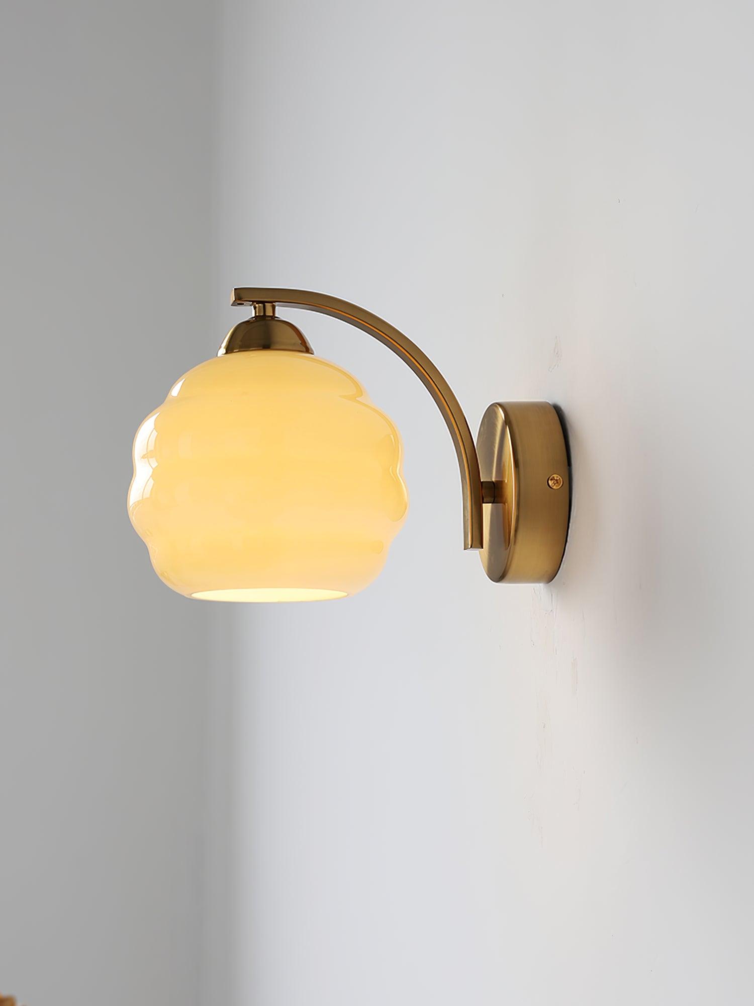 Art Deco Vintage Wall Lamp Glass Shade | Gold or Chrome Finish | E26 E27 LED Compatible | Classic Indoor Wall Lighting