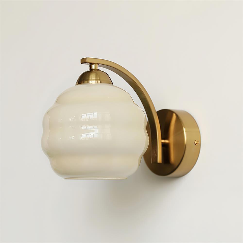 Art Deco Vintage Wall Lamp Glass Shade | Gold or Chrome Finish | E26 E27 LED Compatible | Classic Indoor Wall Lighting