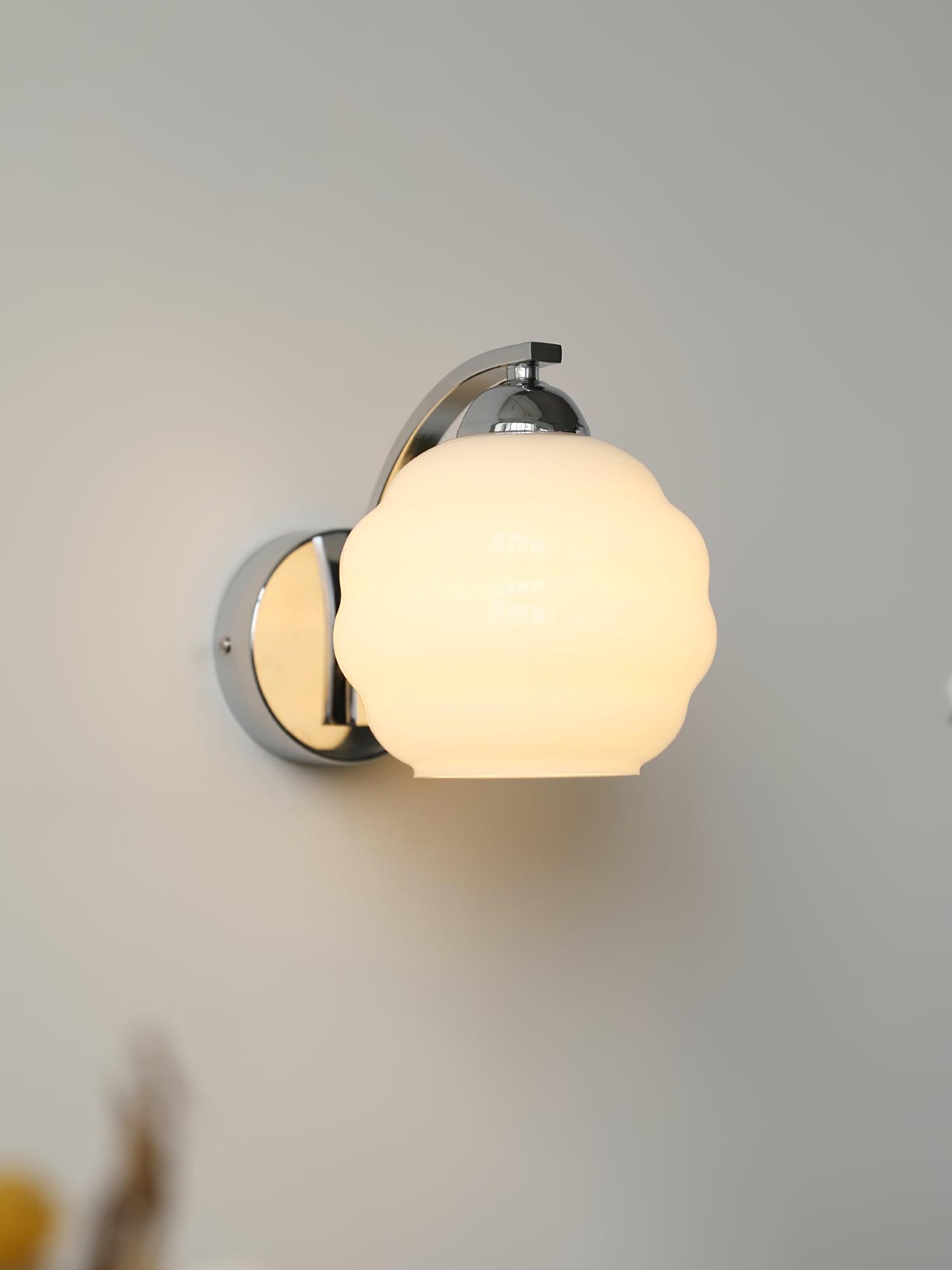 Art Deco Vintage Wall Lamp Glass Shade | Gold or Chrome Finish | E26 E27 LED Compatible | Classic Indoor Wall Lighting