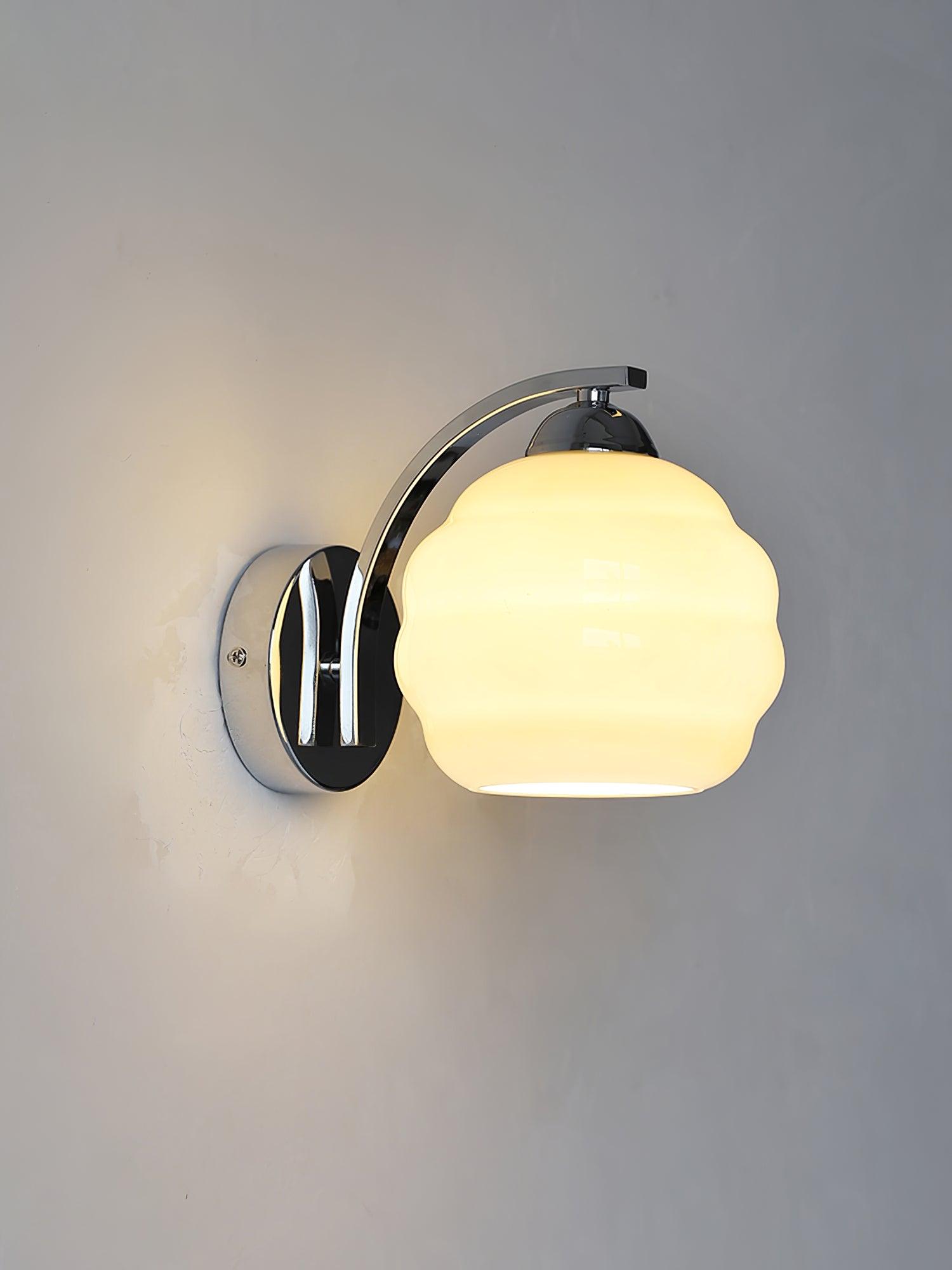 Art Deco Vintage Wall Lamp Glass Shade | Gold or Chrome Finish | E26 E27 LED Compatible | Classic Indoor Wall Lighting
