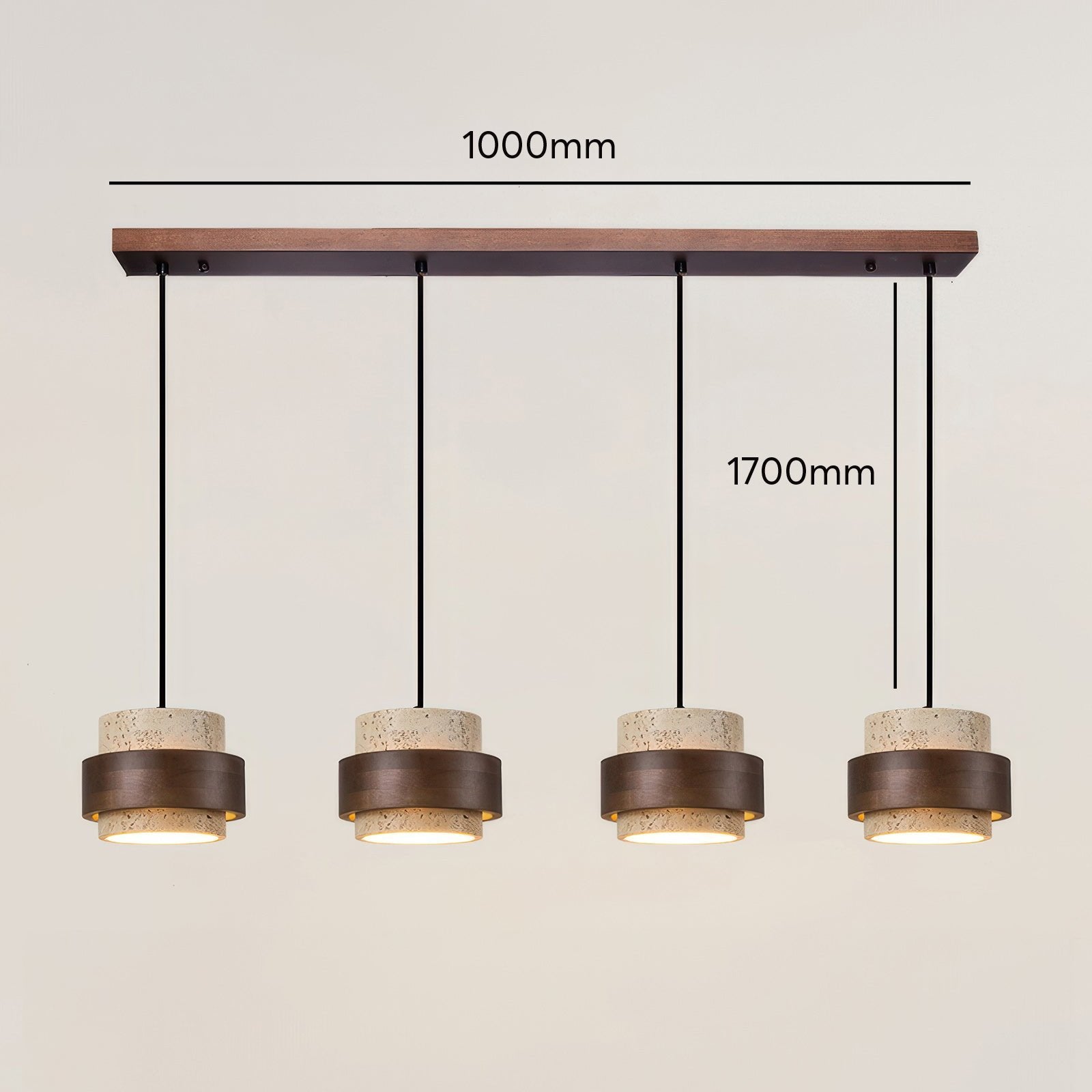 Wabi-Sabi Pendant Light Travertine Stone Wood | GX53 LED 6-10W | Minimalist Bedside Hanging Lamp | Adjustable Cable Ascend