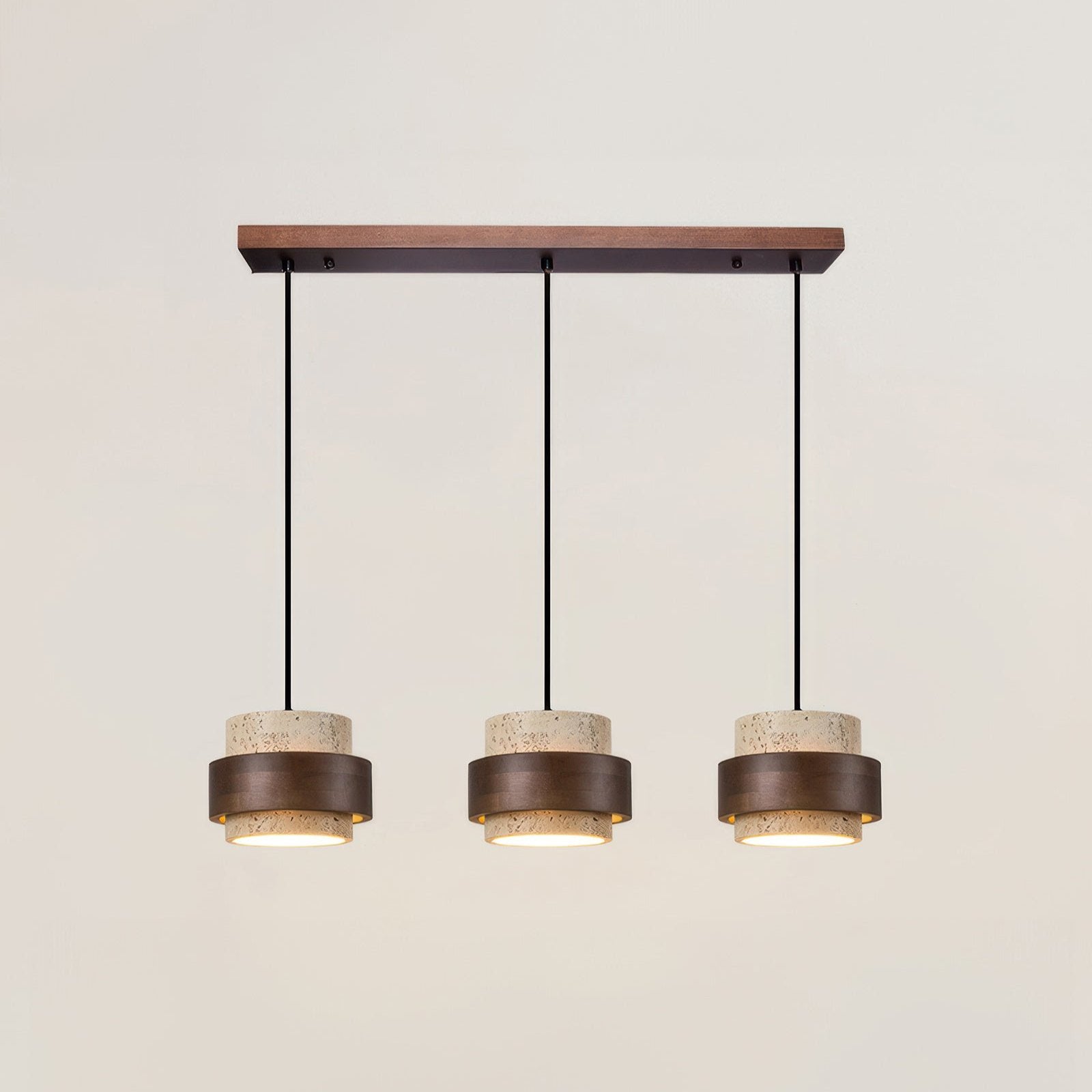 Wabi-Sabi Pendant Light Travertine Stone Wood | GX53 LED 6-10W | Minimalist Bedside Hanging Lamp | Adjustable Cable Ascend