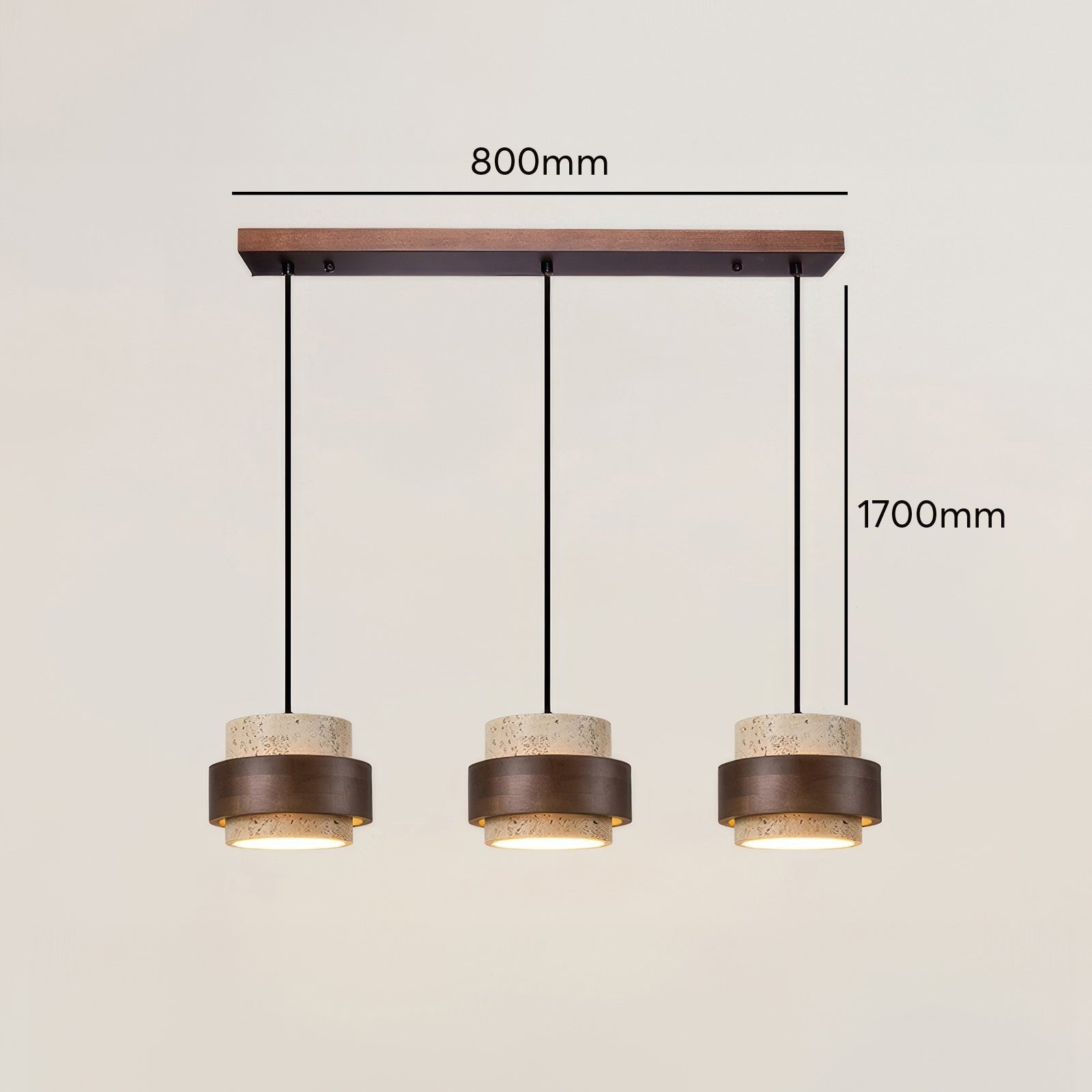 Wabi-Sabi Pendant Light Travertine Stone Wood | GX53 LED 6-10W | Minimalist Bedside Hanging Lamp | Adjustable Cable Ascend