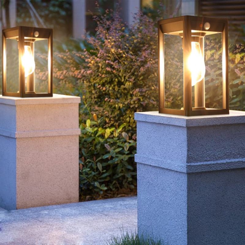 Solar Pillar Lamp Outdoor LED Light with Motion Sensor | Waterproof Aluminum Garden Post Light | Dimmable Solar Lighting IP55