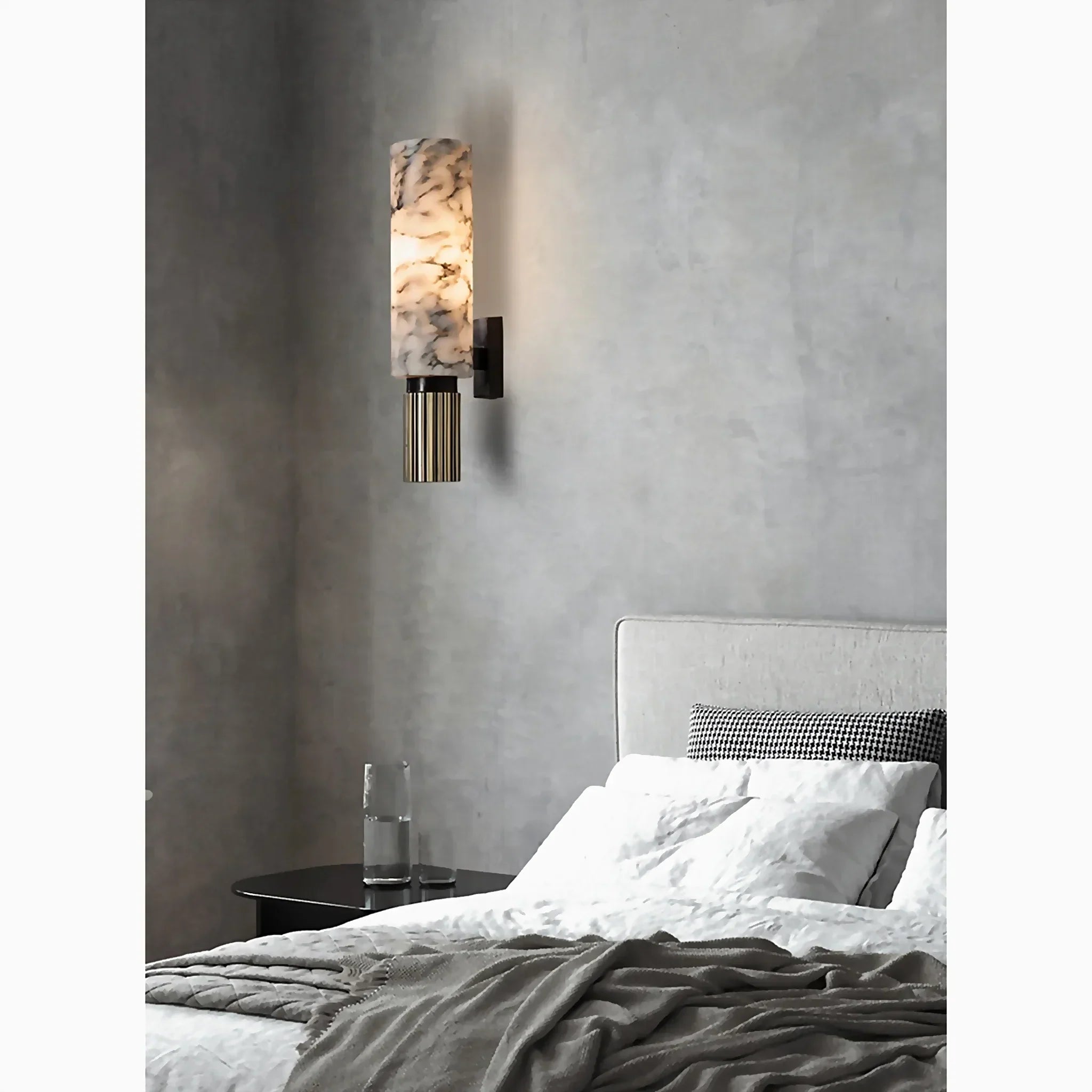 Marble Wall Lamp Modern Design | Natural Stone Wall Light | Copper Finish | E14 LED 5W | Indoor Decorative Lighting