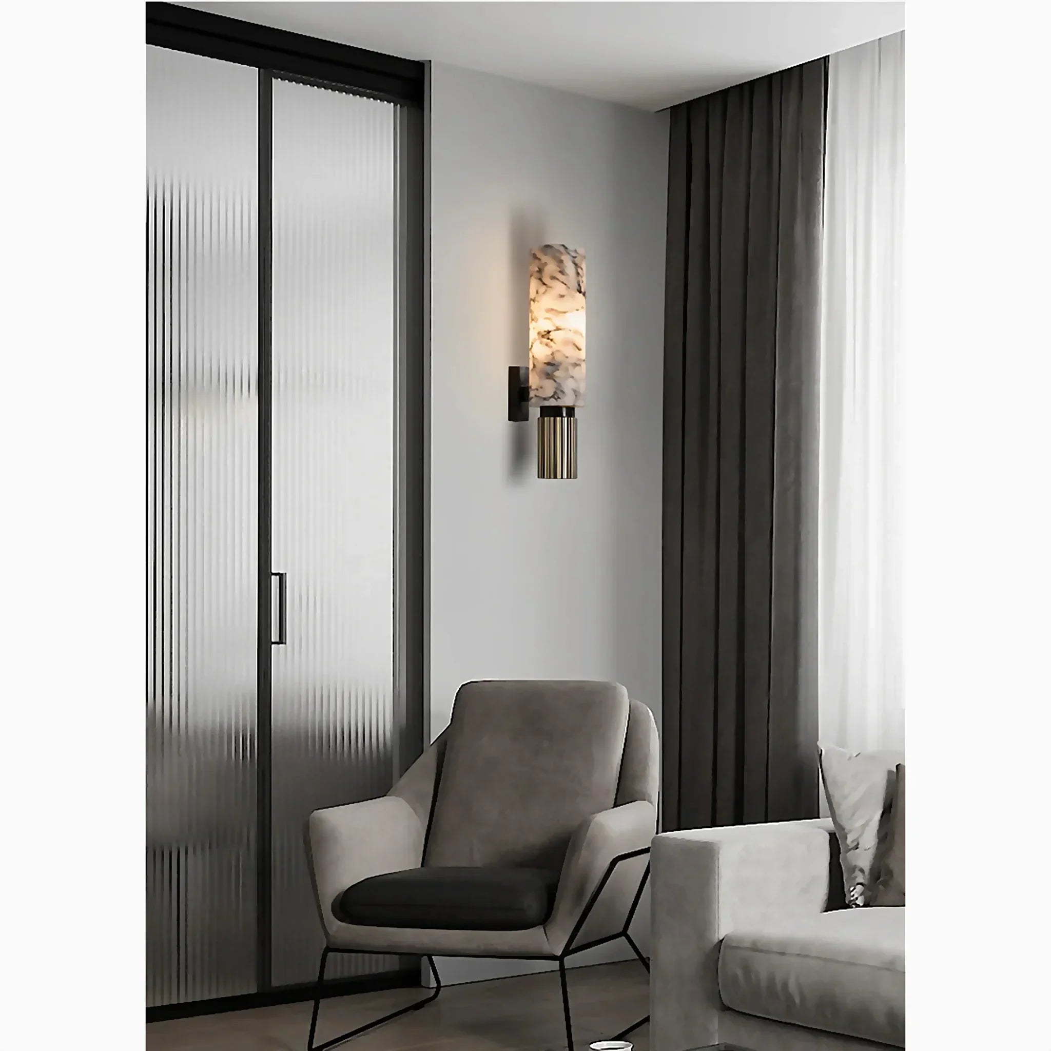 Marble Wall Lamp Modern Design | Natural Stone Wall Light | Copper Finish | E14 LED 5W | Indoor Decorative Lighting