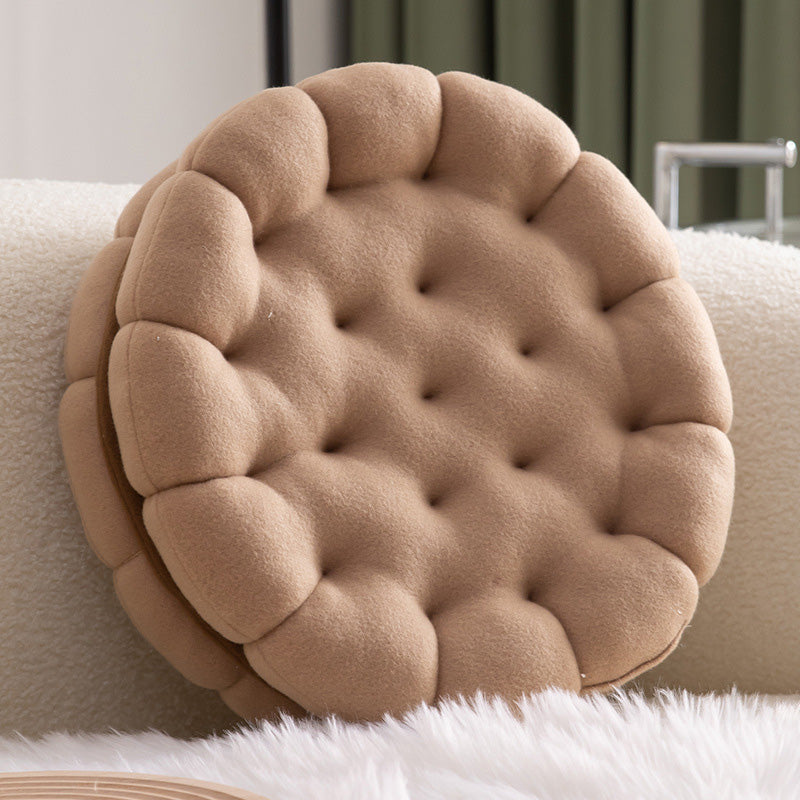 Ownkoti Cute Biscuit Circle Seat Cushion | Soft Round Chair Pad Floor Pillow | Comfortable Cotton Cushion for Home & Office