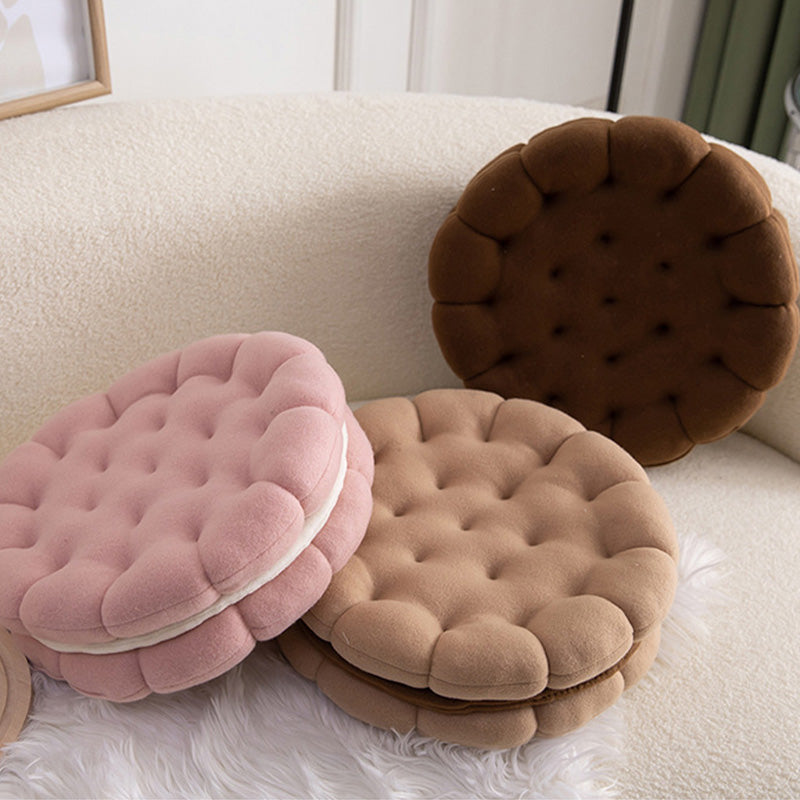 Ownkoti Cute Biscuit Circle Seat Cushion | Soft Round Chair Pad Floor Pillow | Comfortable Cotton Cushion for Home & Office