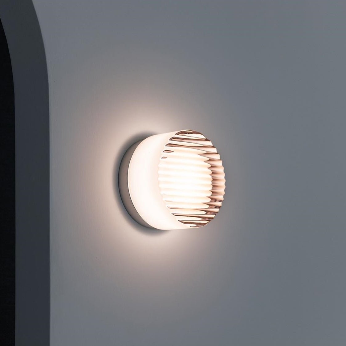 Modern Round LED Wall Lamp Indoor & Outdoor | Up Down Ambient Light | Acrylic Aluminum | Waterproof Compact Wall Sconce