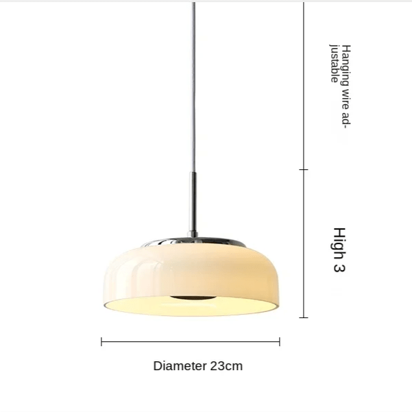 Bauhaus Chrome White Pendant Lamp | Glass Dome LED Ceiling Light | Modern Minimalist Lighting | 23 cm Hanging Fixture