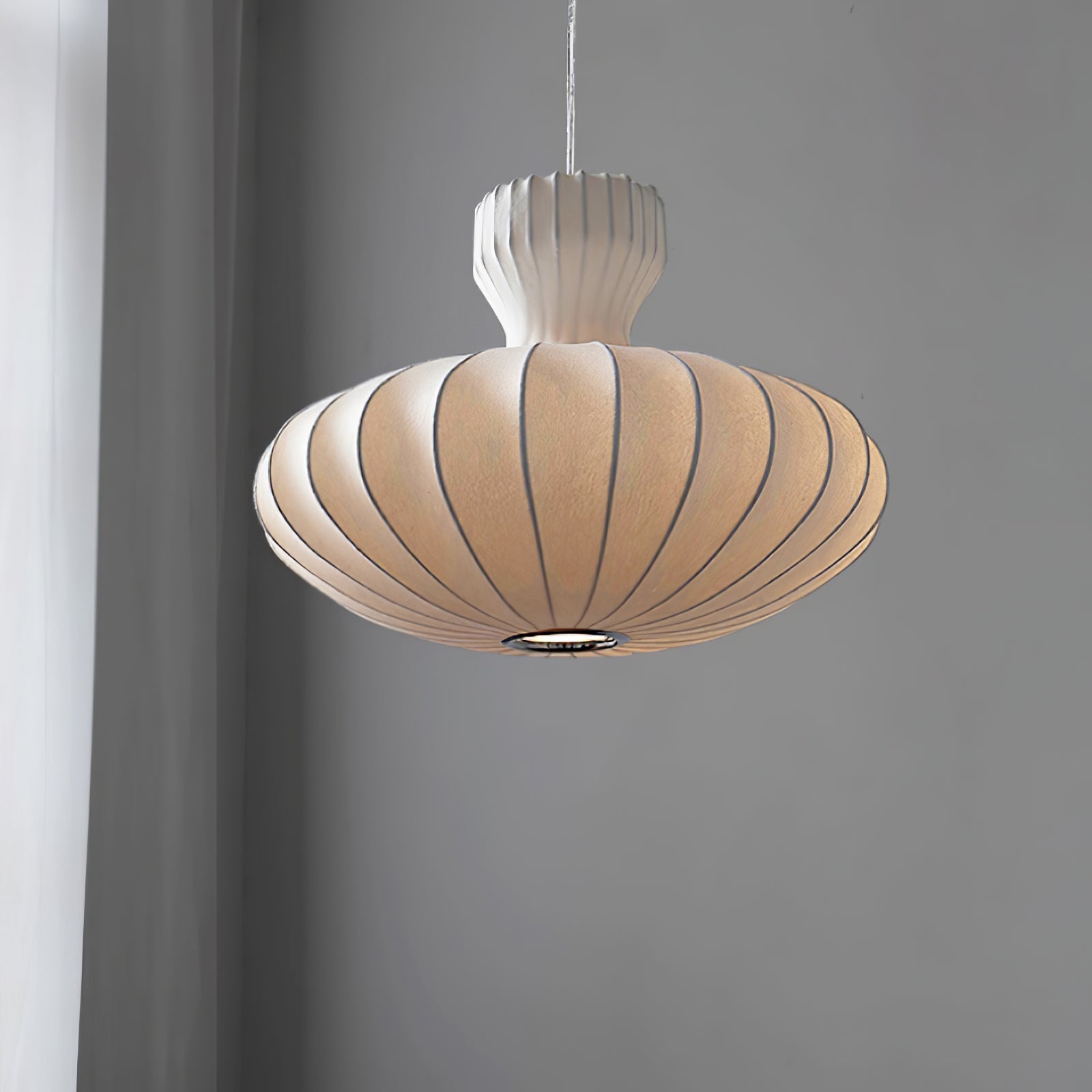Bella Bloom Pendant Lamp | Pleated Silk Globe Ceiling Light | E26/E27 LED or Edison Bulb | Adjustable Hanging Fixture