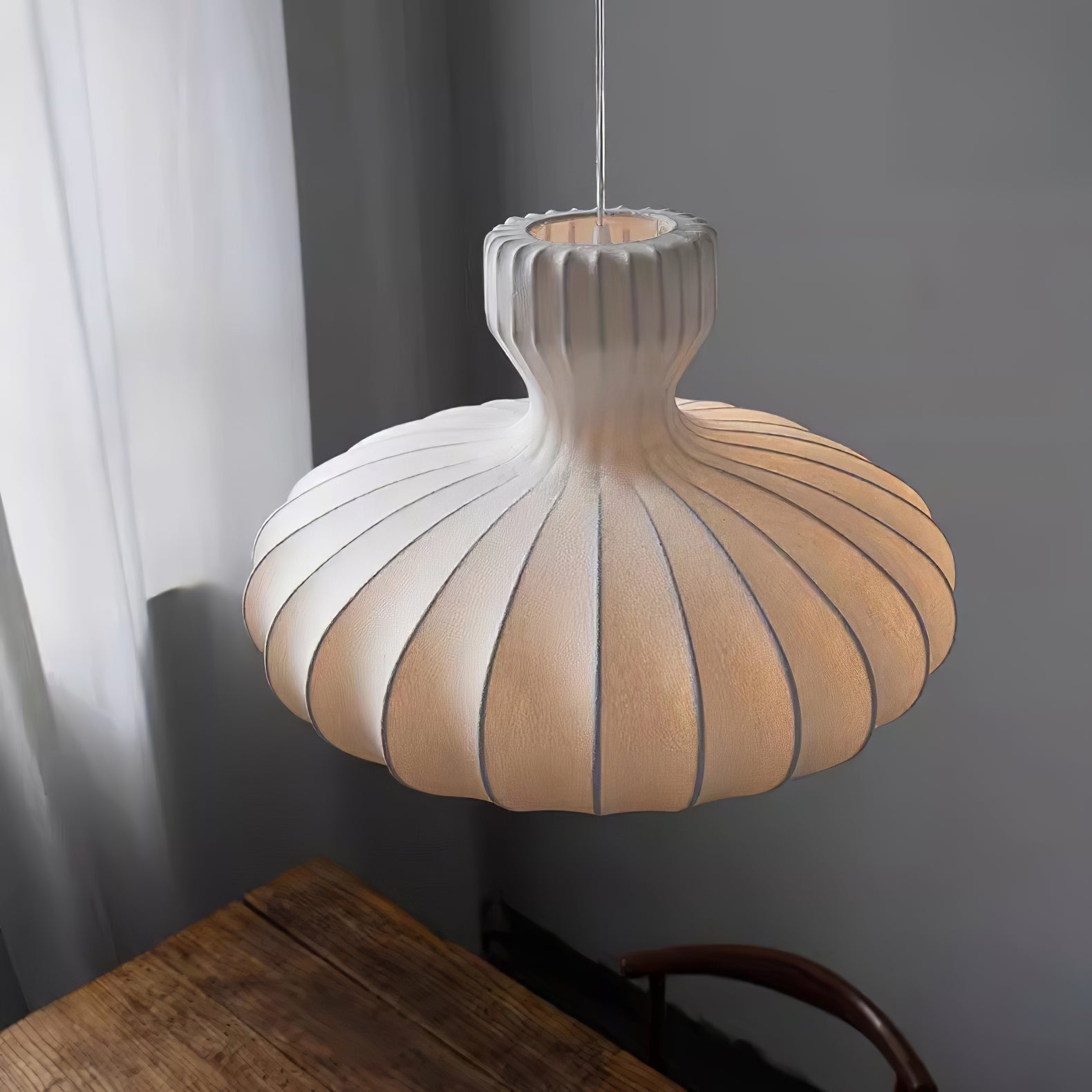 Bella Bloom Pendant Lamp | Pleated Silk Globe Ceiling Light | E26/E27 LED or Edison Bulb | Adjustable Hanging Fixture