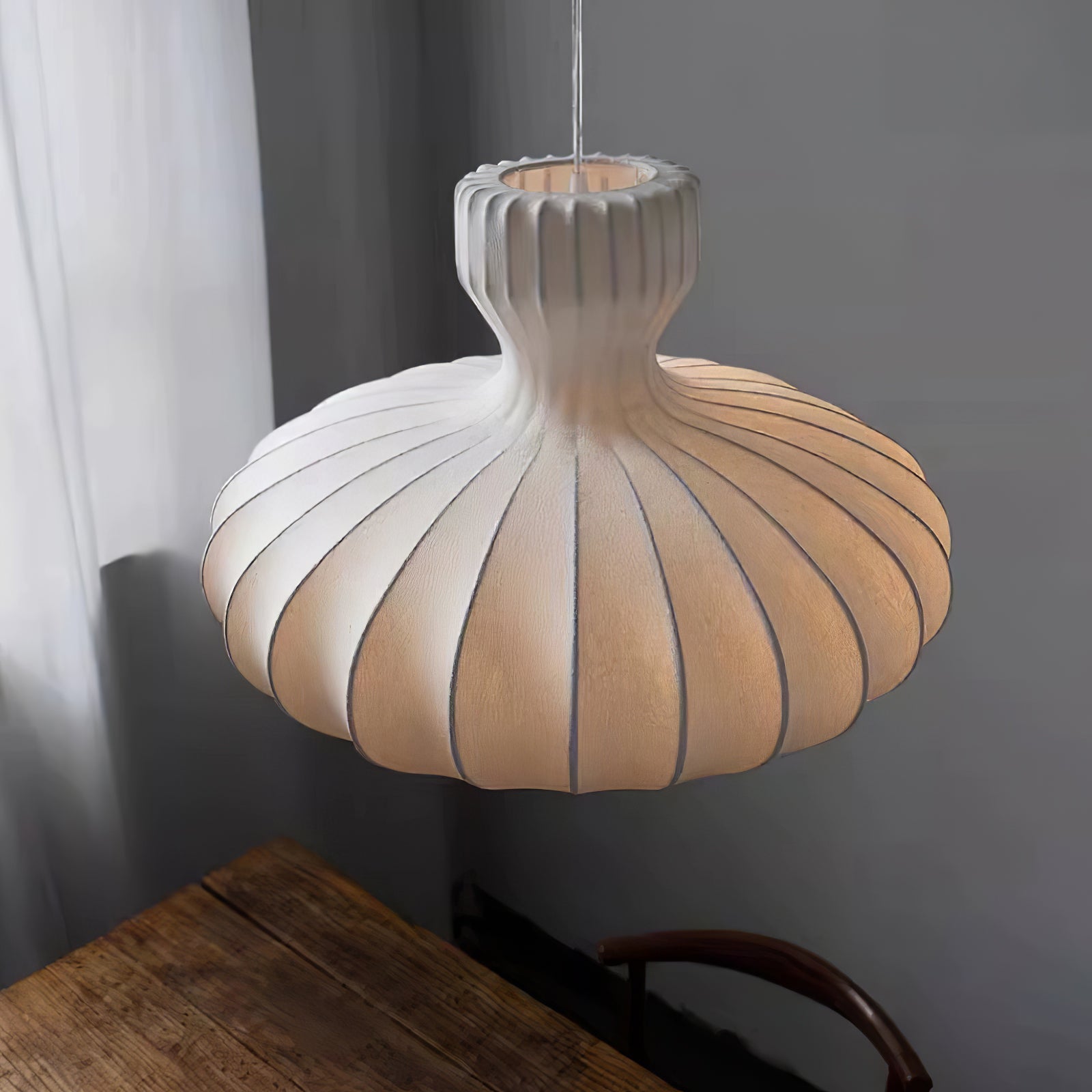 Bella Bloom Pendant Lamp | Pleated Silk Globe Ceiling Light | E26/E27 LED or Edison Bulb | Adjustable Hanging Fixture