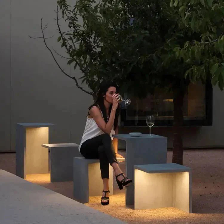 Block Lane Solar Outdoor Lamp | Minimalist LED Concrete Design | Warm White IP65 Waterproof Lighting