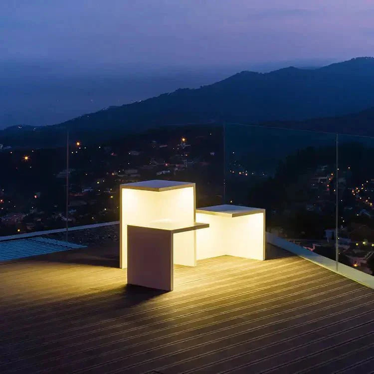 Block Lane Solar Outdoor Lamp | Minimalist LED Concrete Design | Warm White IP65 Waterproof Lighting
