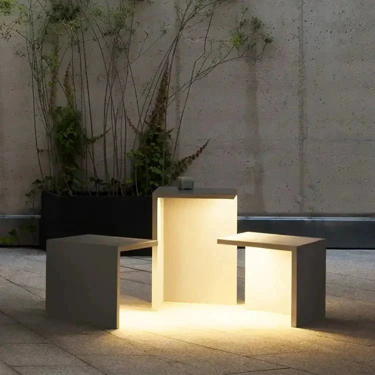 Block Lane Solar Outdoor Lamp | Minimalist LED Concrete Design | Warm White IP65 Waterproof Lighting