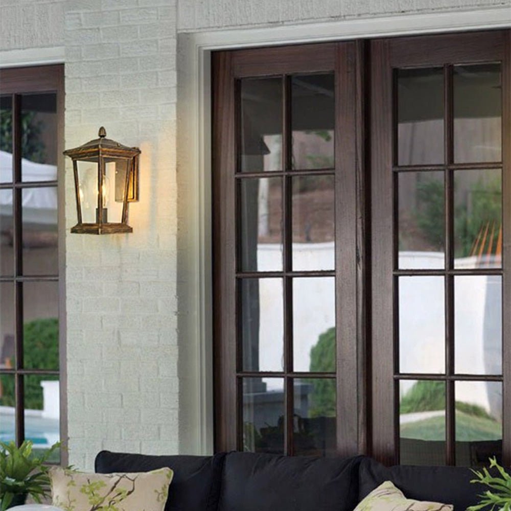 Farmhouse Outdoor Wall Lamp | Waterproof Glass Shade | Aluminum Frame | E27 LED Compatible | Porch & Garden Lighting | 25x37cm