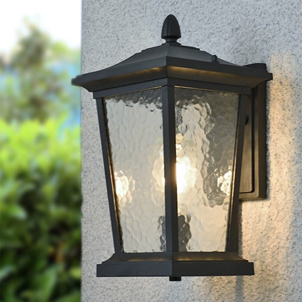 Farmhouse Outdoor Wall Lamp | Waterproof Glass Shade | Aluminum Frame | E27 LED Compatible | Porch & Garden Lighting | 25x37cm