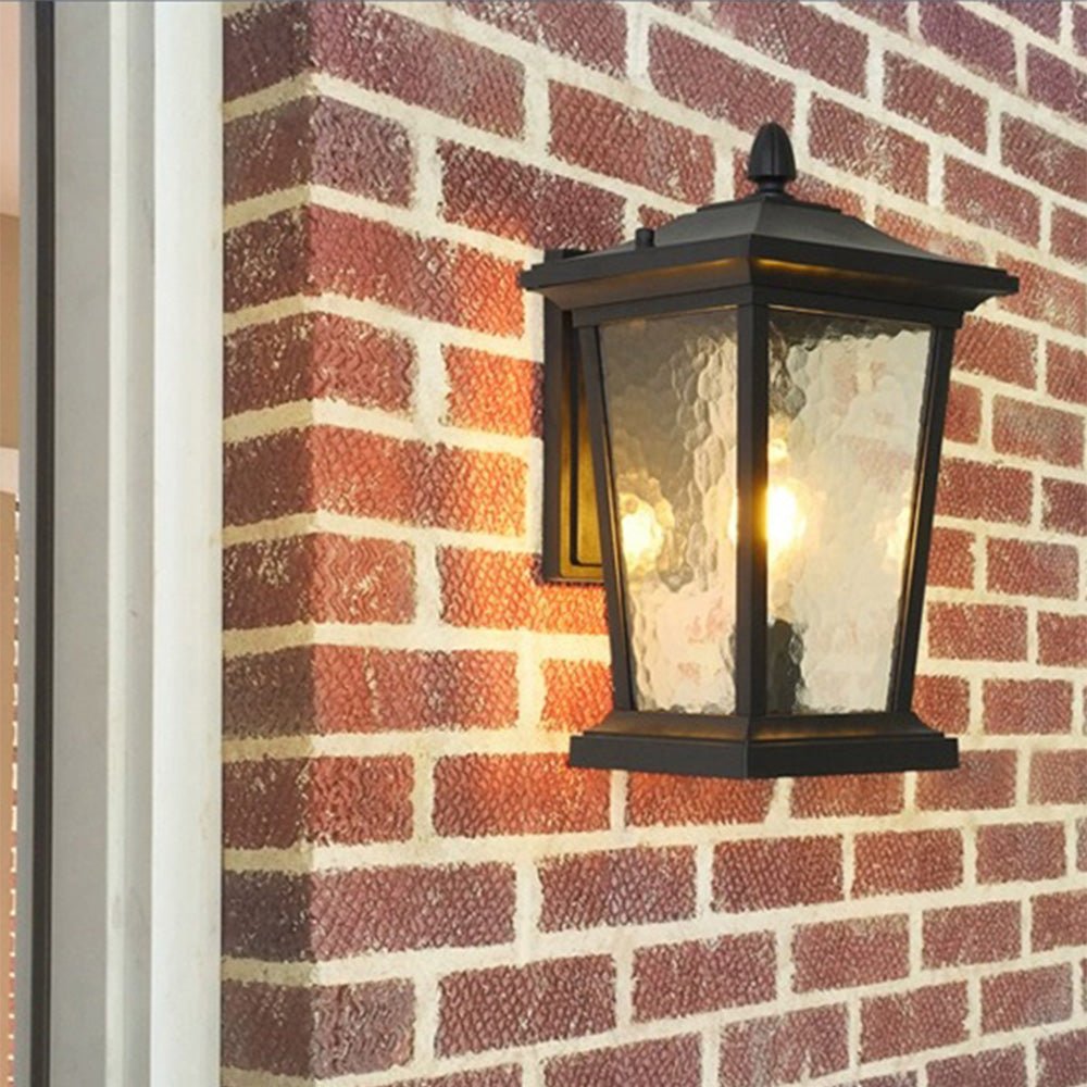 Farmhouse Outdoor Wall Lamp | Waterproof Glass Shade | Aluminum Frame | E27 LED Compatible | Porch & Garden Lighting | 25x37cm