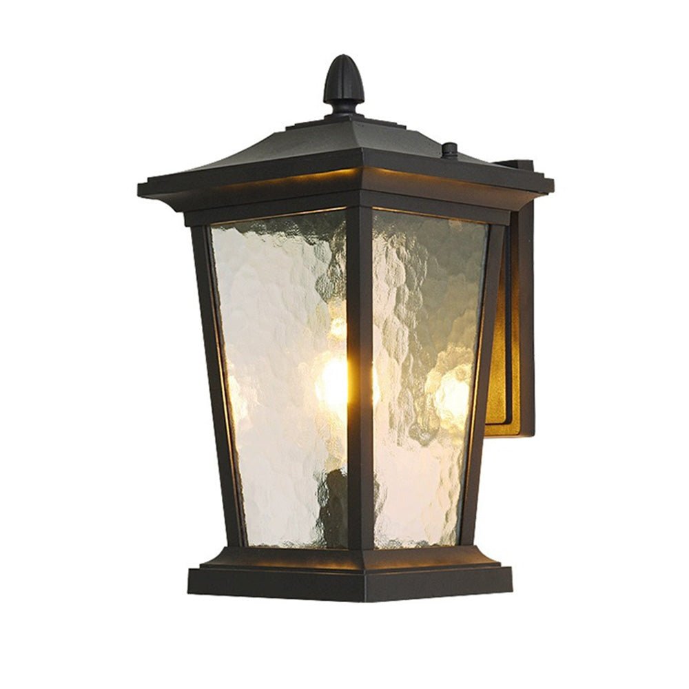 Farmhouse Outdoor Wall Lamp | Waterproof Glass Shade | Aluminum Frame | E27 LED Compatible | Porch & Garden Lighting | 25x37cm