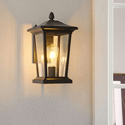Farmhouse Outdoor Wall Lamp | Waterproof Glass Shade | Aluminum Frame | E27 LED Compatible | Porch & Garden Lighting | 25x37cm