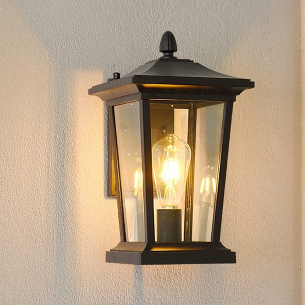 Farmhouse Outdoor Wall Lamp | Waterproof Glass Shade | Aluminum Frame | E27 LED Compatible | Porch & Garden Lighting | 25x37cm