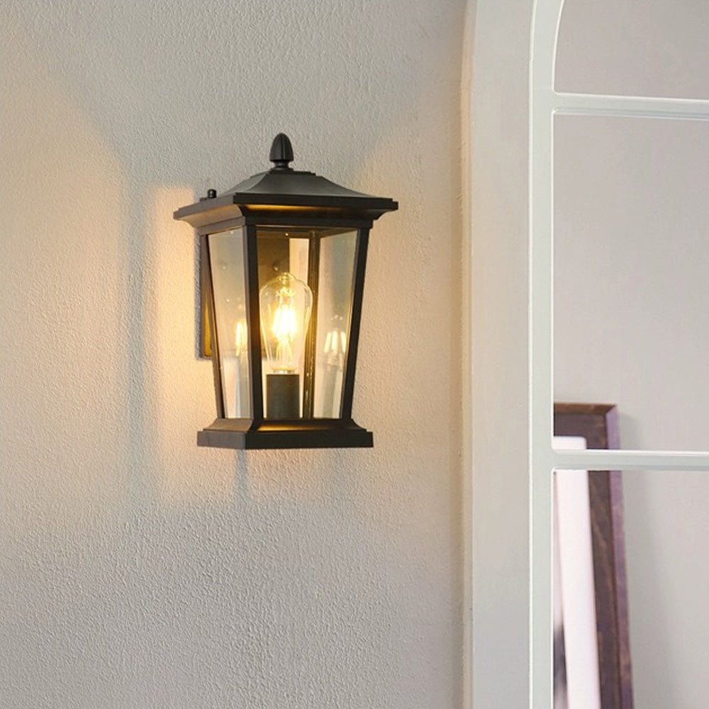 Farmhouse Outdoor Wall Lamp | Waterproof Glass Shade | Aluminum Frame | E27 LED Compatible | Porch & Garden Lighting | 25x37cm