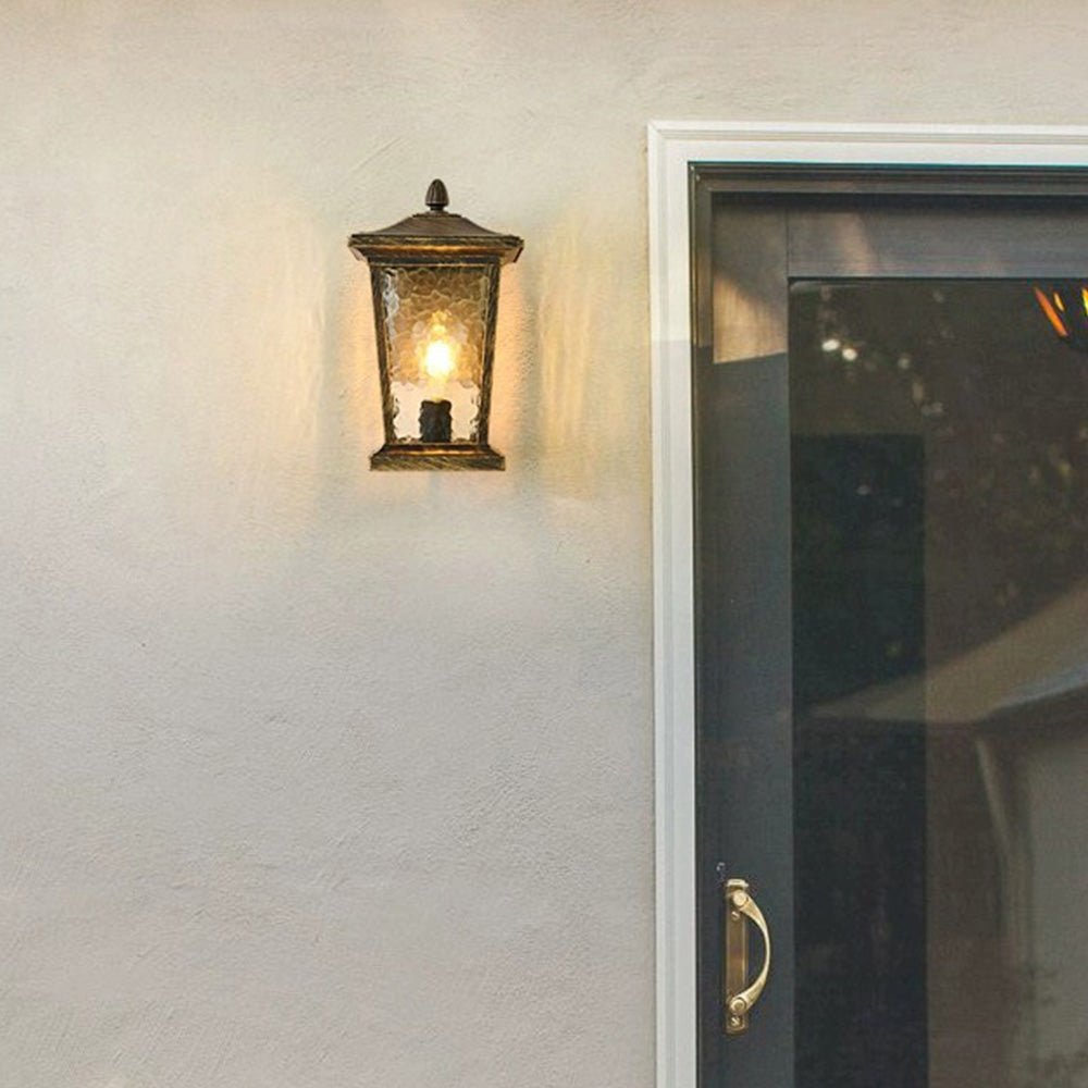 Farmhouse Outdoor Wall Lamp | Waterproof Glass Shade | Aluminum Frame | E27 LED Compatible | Porch & Garden Lighting | 25x37cm